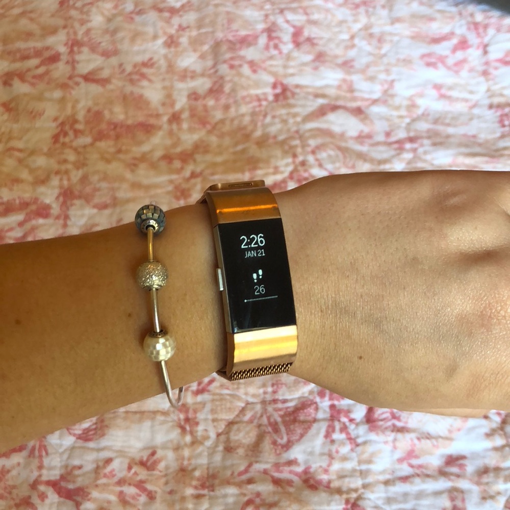 Rose Gold Fitbit Charge 2 and Accessories